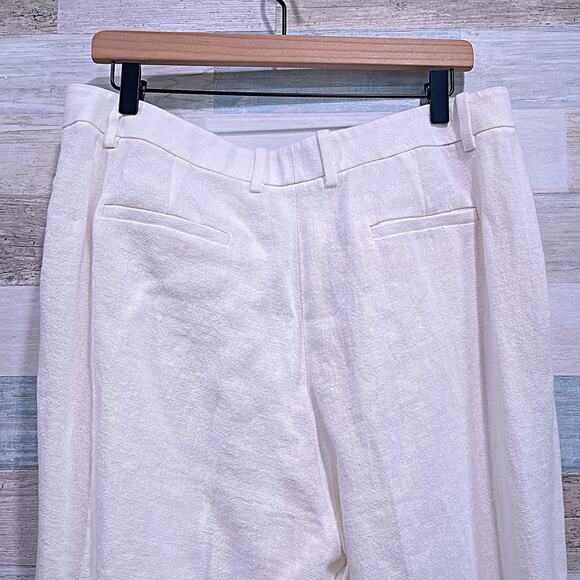 LAFAYETTE 148 100% Linen Gates Pants Ivory/Cream Dress Career Work Womens US 12 - Picture 5 of 8